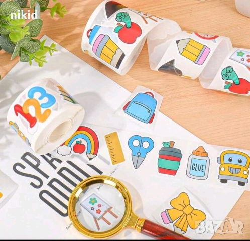 100 бр училище училищни учебни малки самозалепващи лепенки стикери за ръчна изработка за подарък, снимка 4 - Други - 53907822