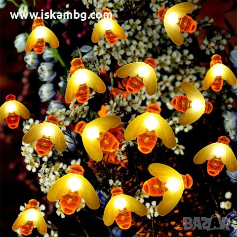 Светещи гирлянди със соларно захранвани - КОД 3702, снимка 2 - Градински мебели, декорация  - 37040162