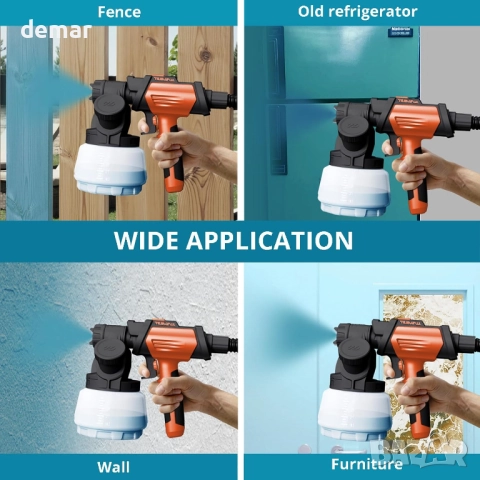 Пистолет за боядисване Tilswall Shark 800 HVLP, електрически с контейнер 1300 мл, 4 дюзи, 3 режима, снимка 6 - Други инструменти - 52535008