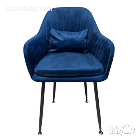 Стилен Трапезен стол Ивон + подарък възгалвничка - син, снимка 2 - Столове - 52253051