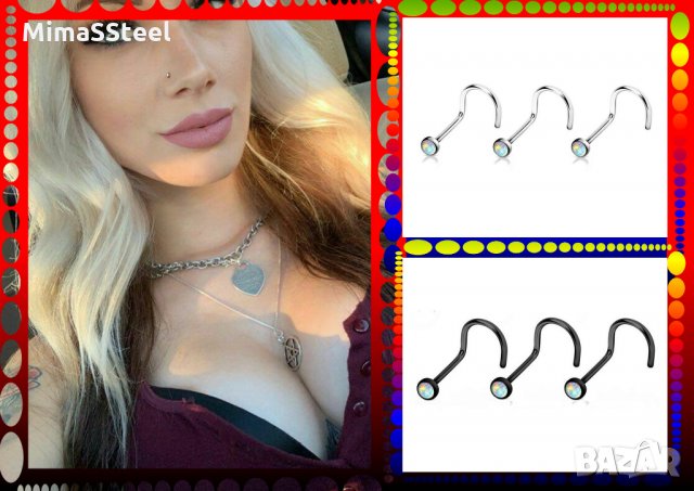 Пиърсинг ( piercing ), обици за нос Опал, снимка 3 - Други - 29183603