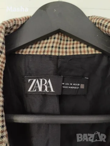 Дамско двуредно сако Zara, каре, размер M (отлично състояние), снимка 3 - Сака - 56086324