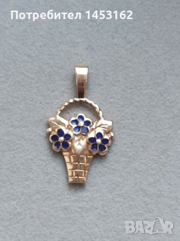 Руска златна висулка с емайл , снимка 2 - Колиета, медальони, синджири - 44304887