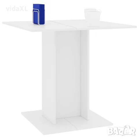 vidaXL Трапезна маса, бяла, 80x80x75 см, инженерно дърво, снимка 5 - Маси - 56147748