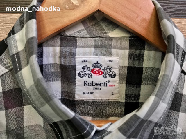 Мъжка карирана риза с къс ръкав Rabenti, размер L, снимка 3 - Ризи - 34926388