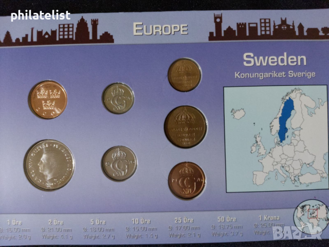 Комплектен сет - Швеция 1971-2001 , 7 монети, снимка 2 - Нумизматика и бонистика - 44510740