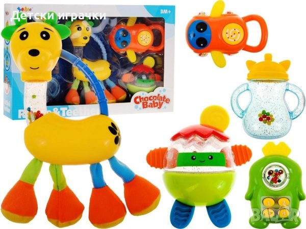 Детски цветни дрънкалки комплект от 5 броя