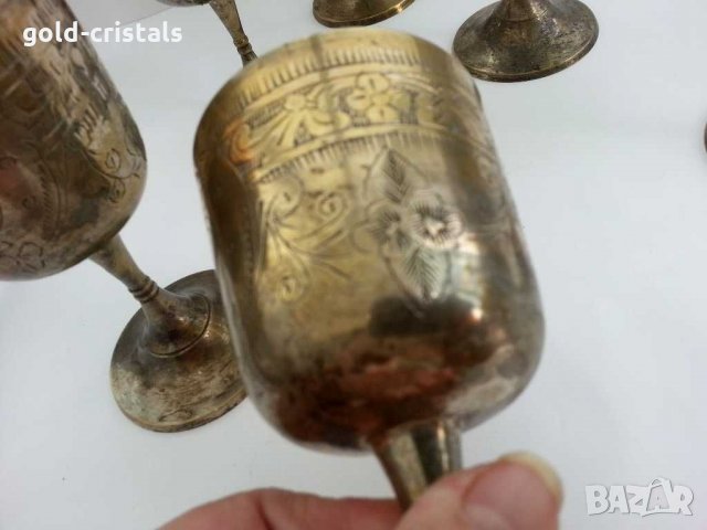 Посребрени чаши за вино месинг бронз, снимка 5 - Антикварни и старинни предмети - 29850622