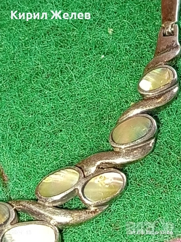 Сребърно колие с КРАЛСКИ СЕДЕФ винтидж стил майсторска ръчна изработка 52164, снимка 6 - Колиета, медальони, синджири - 54037665