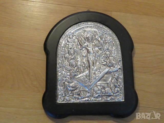 Гръцка православна сребърна икона сребро проба 999 - ВЪЗКРЕСЕНИЕТО НА ХРИСТОС - Стар внос от Гърция 