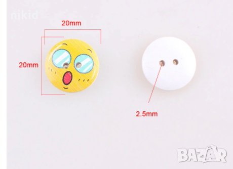 Еможи Emoji емотикони смайли 10 бр дървени копчета, снимка 4 - Други - 31711107