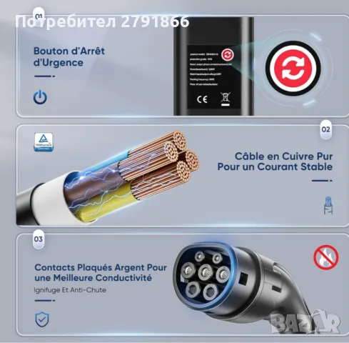 Зарядно устройство за EV Тип 2 16A (3,6kw), с LED индикатор, IEC 62196-2, IP65 Водоустойчив, снимка 3 - Аксесоари и консумативи - 49792144
