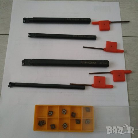 Комплект от 4 броя стругарски ножа 7, 8, 10 и 12 мм. SCLCR06 + 10 пластини, снимка 8 - Други инструменти - 39555378