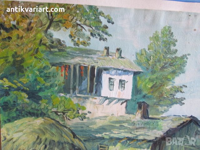 Стара картина,масло,картон, подпис- Танев, 48х37см., снимка 3 - Картини - 29413759