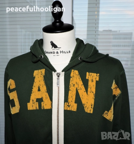 Gant Mens Green Hoodie Full Zip Size L - мъжки суичър с качулка, снимка 2 - Суичъри - 52430235