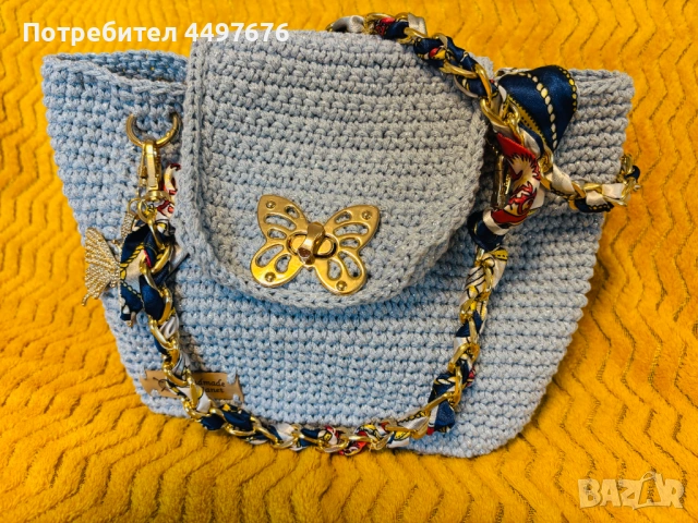 Официална дамска чанта, изплетена на една кука, снимка 4 - Чанти - 54278606