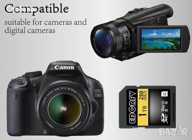 1TB SDXC карта с памет SD V60, за видео цифрови камери (1TB), снимка 2 - Професионални - 37249358