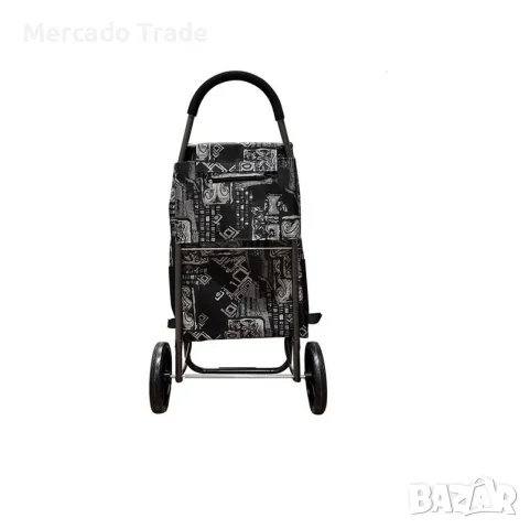 Пазарска количка Mercado Trade, Макс.тегло 35кг., Черна с шарки , снимка 5 - Чанти - 48683459