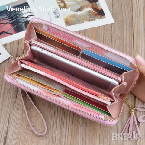 Многофункционален дамски портфейл/клъч с модерен геометричен дизайн и място за телефон , снимка 5 - Портфейли, портмонета - 31194824