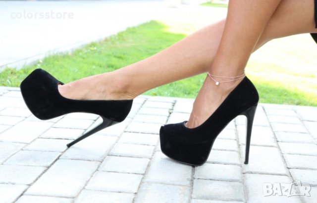 Обувки на ток - черен велур - 30, снимка 2 - Дамски обувки на ток - 37428690