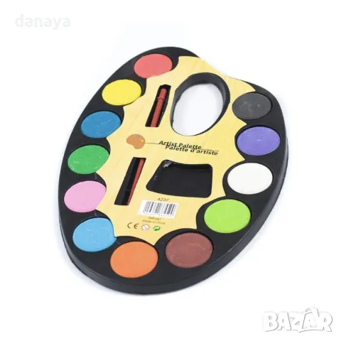 5882 Водни боички на палитра с четка, 12 цвята, снимка 3 - Ученически пособия, канцеларски материали - 50392474