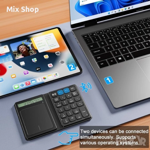 Нова Bluetooth цифрова клавиатура, сгъваема 2.4G безжична цифрова клавиатура с дисплей, снимка 5 - Друга електроника - 53910922