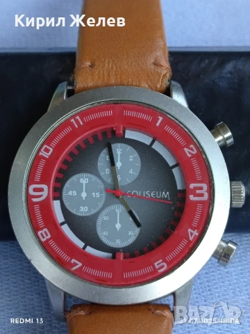 Фешън модел мъжки часовник COLISEUM работи кожена каишка перфектен 11123