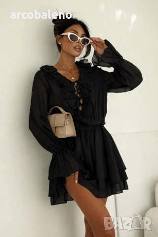 Елегантна дамска рокля с волани BELLA, 6цвята , снимка 2 - Рокли - 53939912