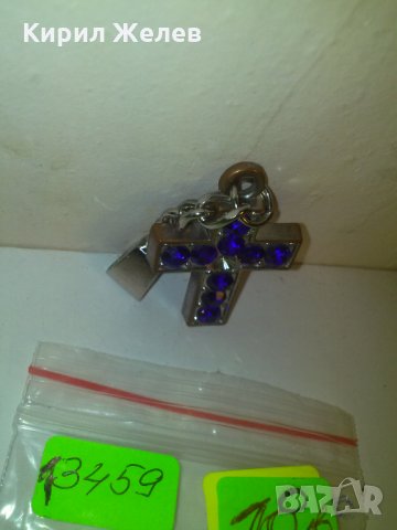 МЕДНО КРЪСТЧЕ с КРАСИВИ СИНИ КРИСТАЛИ ФАСЕТИРАНИ 13459, снимка 5 - Колиета, медальони, синджири - 29825617