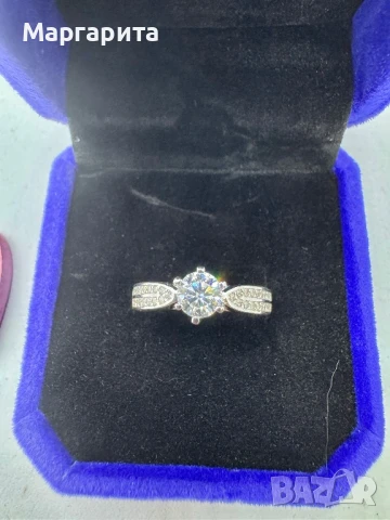 Сребърна пръстен с мойсанит 0.5 карата, снимка 10 - Пръстени - 51272705