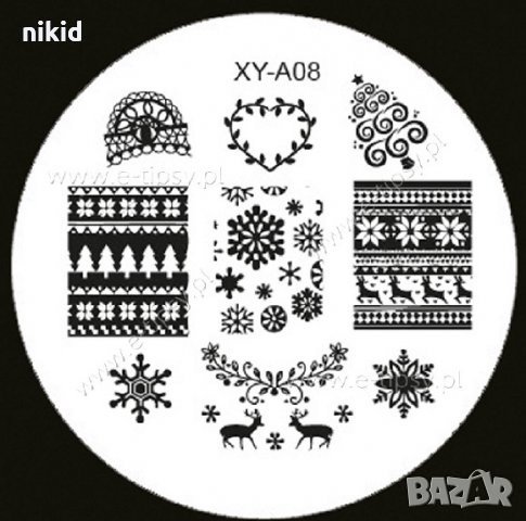 XY-A08 STZ-08 коледна кръгла плочка / щампа шаблон за печат на нокти коледен маникюр, снимка 2 - Продукти за маникюр - 23823017