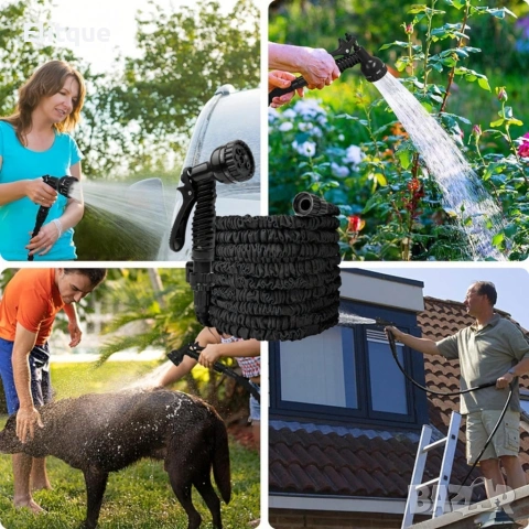 Гъвкав разтеглив градински маркуч 30м – Пълен комплект с пистолет (7 функции) и конектори, снимка 14 - Други инструменти - 53371303