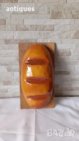 Стар макет на хляб - дърво и гипс, снимка 7 - Антикварни и старинни предмети - 50092847