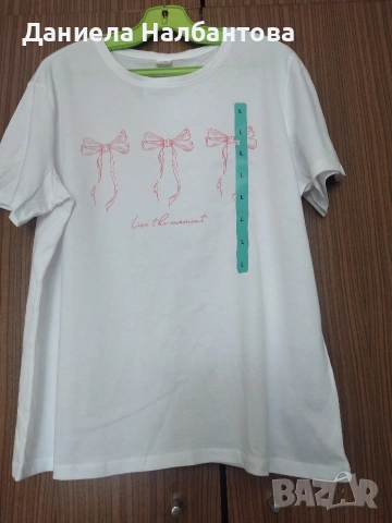 Бяла тениска, размер L , снимка 5 - Тениски - 54246846