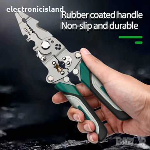 12 в 1 Сгъваеми клещи, мултифунционален инструмент за оголване на кабели, рязане, кримпване, снимка 6 - Клещи - 50750292