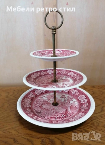 Елегантна триетажна поставка за сервиране от " Villeroy & Boch" с непредходния мотив на Бургенланд , снимка 5 - Чинии - 53924933
