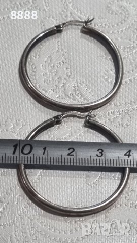 Сребърни обеци 925 класически халки , снимка 4 - Обеци - 44264251