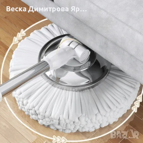 Въртящ се на 360° моп комплект, с центробежна кофа, неръждаема стомана, снимка 6 - Други стоки за дома - 49775265