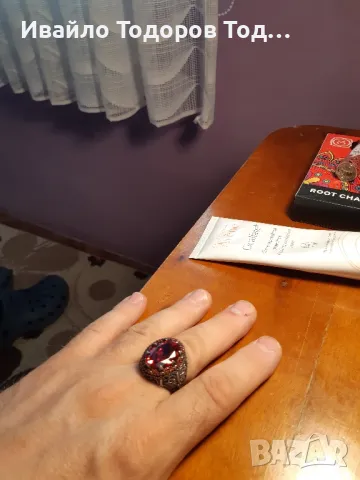 Масивен бутиков сребърен пръстен с огромен рубин, снимка 2 - Пръстени - 47901663