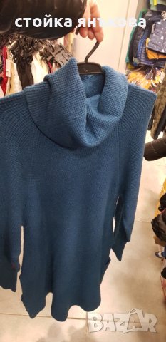 Продавам плетена рокля/туника цвят син, снимка 2 - Рокли - 31722657