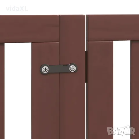 vidaXL Сгъваема преграда за куче с врата 9 панела кафява 450 см топола, снимка 7 - За кучета - 56146648