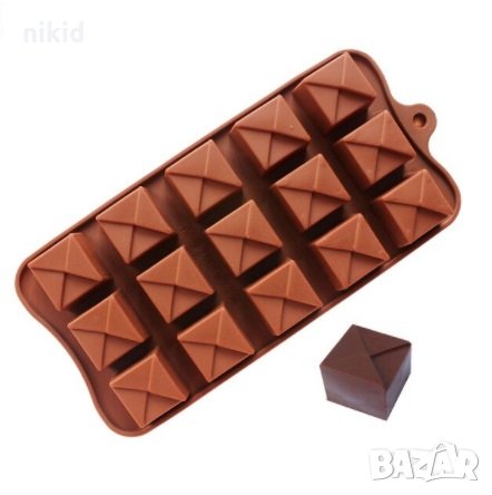 15 квадрати прегънати силиконов молд форма за шоколадови бонбони лед фондан, снимка 2 - Форми - 31829102