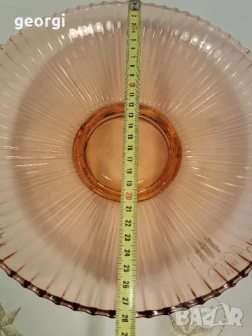 стъклена купа фруктиера от розово стъкло 25/5, снимка 5 - Аксесоари за кухня - 50341230