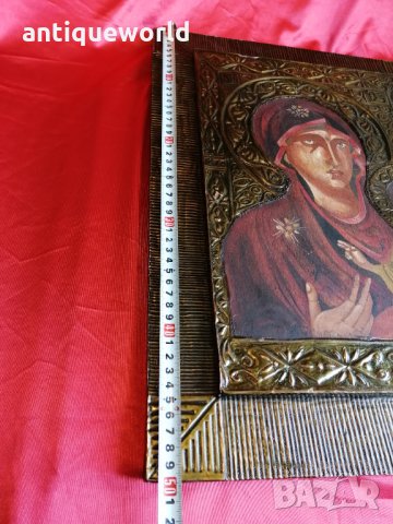 Уникална Голяма Рисувана ИКОНА Девата и Младенеца, снимка 5 - Антикварни и старинни предмети - 29099428