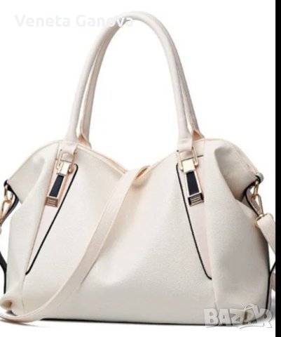 Дамска голяма чанта в кафяв цвят или екрю, снимка 6 - Чанти - 42592966