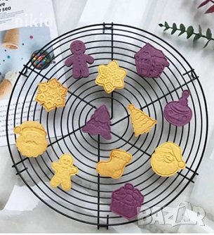 4 големи Коледни къща Дядо Коледа Елха Човече пластмасови резци форми бутало релеф за сладки фондан, снимка 3 - Форми - 33840040