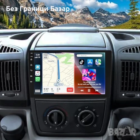 Нова Android 15 мултимедия 1DIN CarPlay Ducato 9" 4+64GB GPS за кола