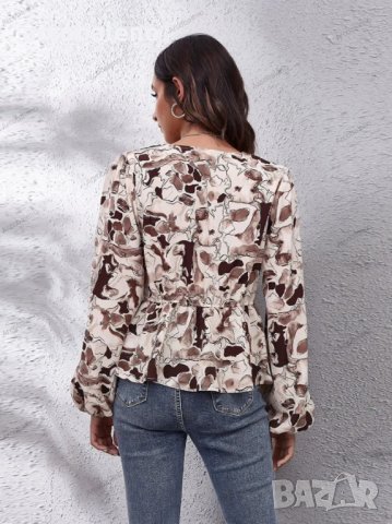 Шифонена дамска риза с карирана флорална щампа с V-образно деколте, 4цвята - 023, снимка 12 - Ризи - 39712435