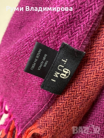 Шарен, кариран шал Тumi, от 100 % baby alpaca , снимка 3 - Шалове - 47516332