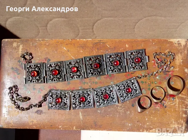 Лот БРОНЗОВИ ВЪЗРОЖДЕНСКИ НАКИТИ За ФОЛКЛОРНА НОСИЯ Майсторска Стара Ажурна Изработка с ПОСРЕБРЯВАНЕ, снимка 6 - Антикварни и старинни предмети - 55853524